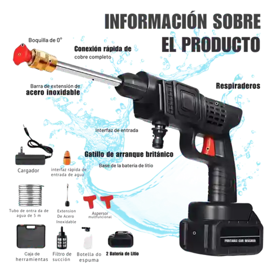 Hidrolavadora Portatil Potenciada de 2 Baterias HIDROPOWER 2024